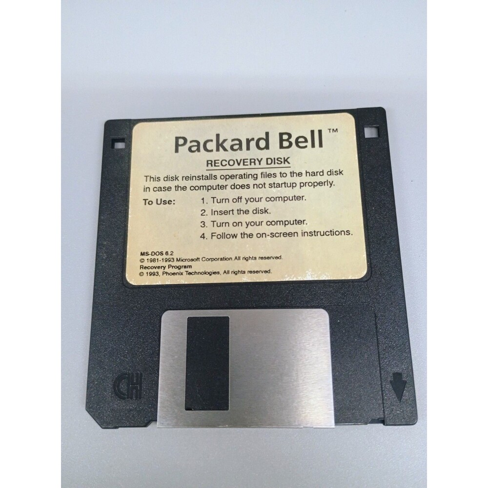 Packard Bell Recovery Disk MS-DOS 6.2 Floppy 1993
